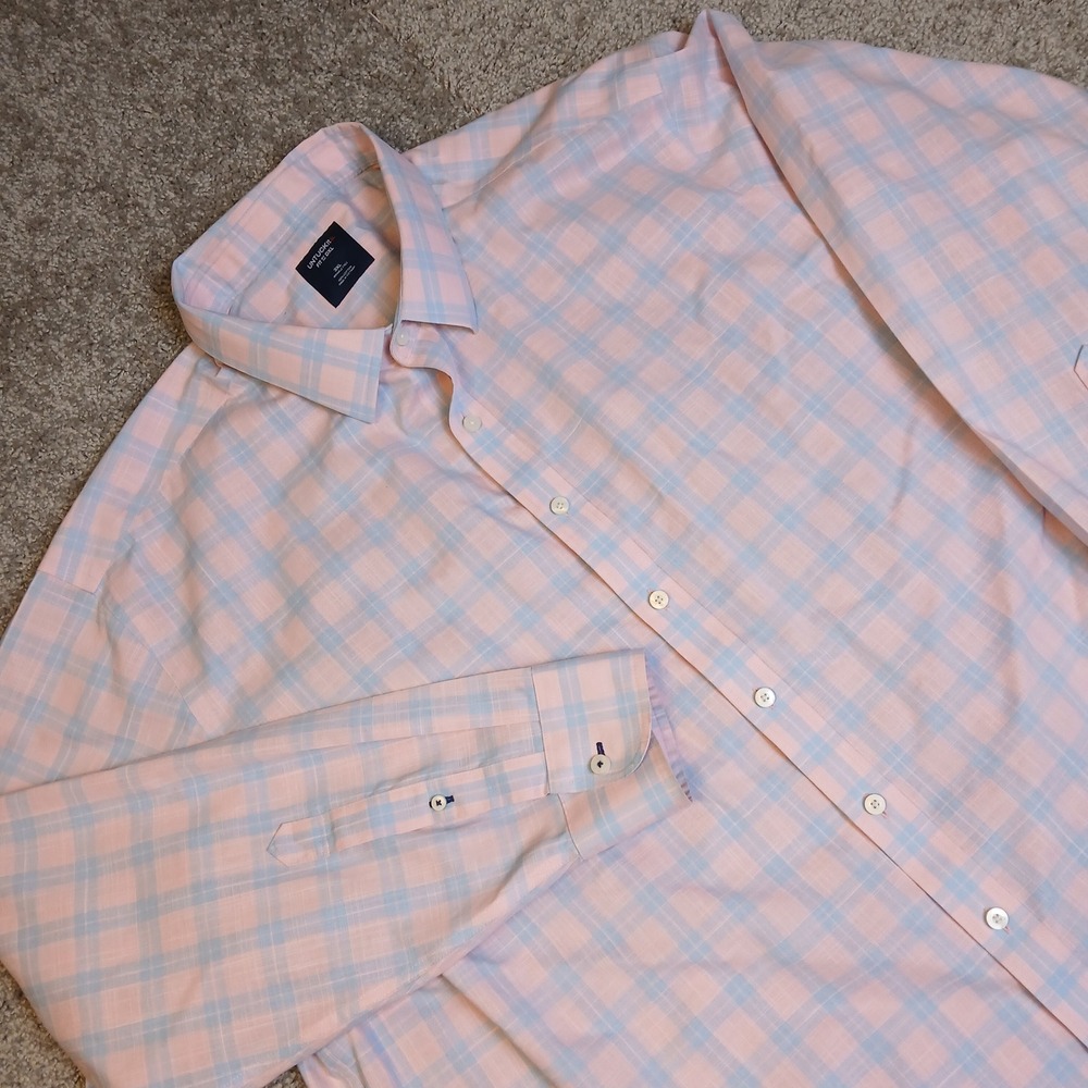 UNTUCKit Fit by DXL Clark Pink Blue Plaid Button Down Shirt 3XL UT-1044 Cotton
